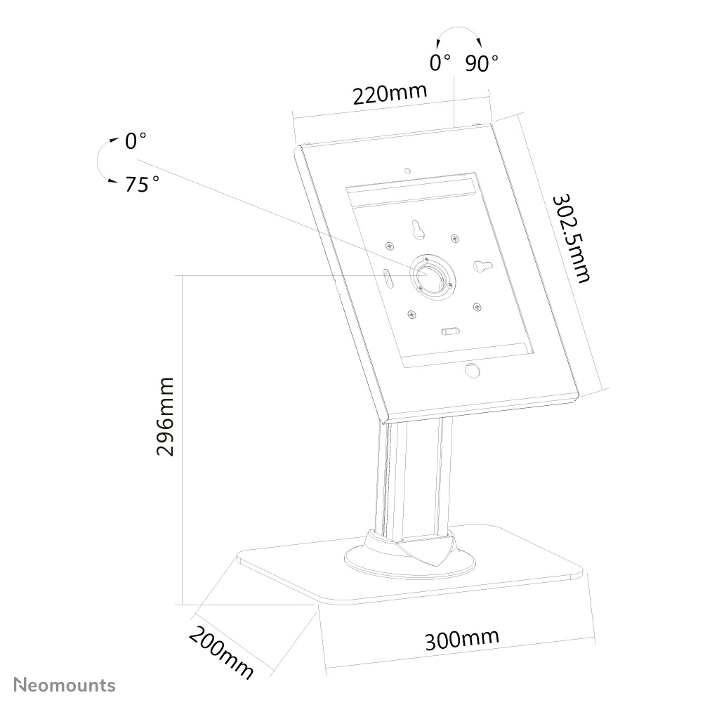 Neomounts TABLET-D300WHITE Tablet-Ständer für Schreibtisch 9.7"- abschließbar